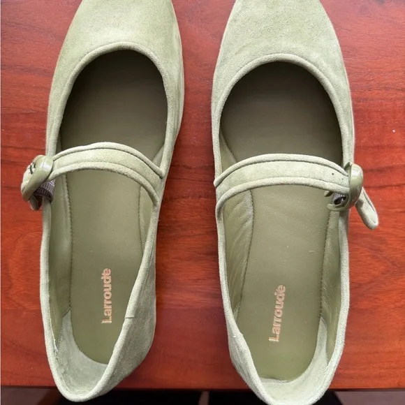 Larroude Verona Ballet Flat In Seaweed Suede - Picture 5 of 14